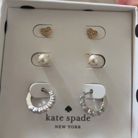 New Kate Spade Yours Truly Three Earrings Boxed Set - Picture 4 of 7